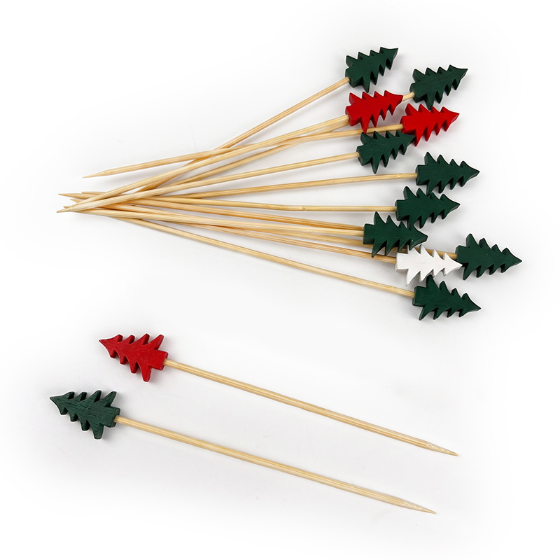 Red Green White Christmas Tree Bamboo Bead Pick 5.12