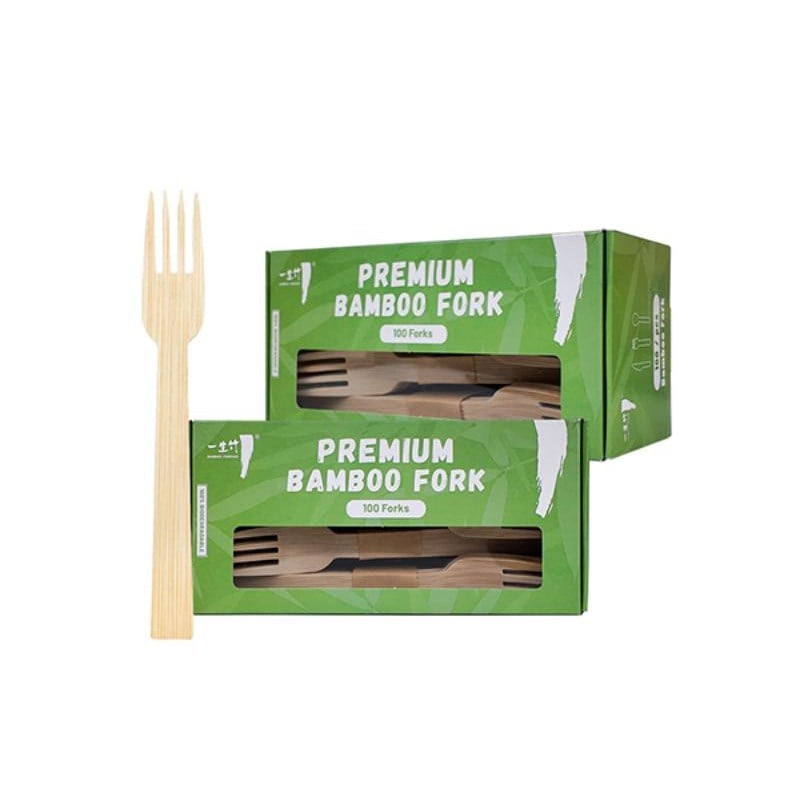 100 count premium bamboo forks in window box