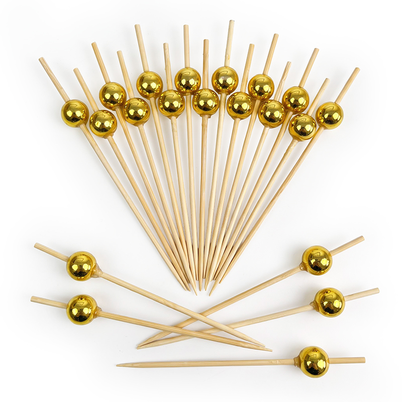 Metallic Gold Ball Bamboo Bead Pick 4.72