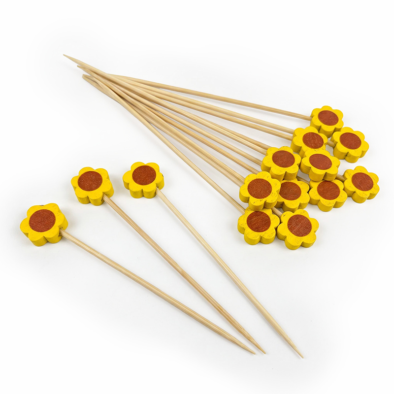 Yellow Sunflower Bamboo Bead Pick 4.92