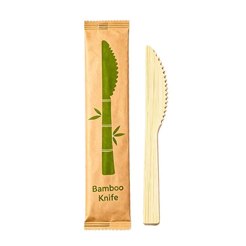 Individually wrapped disposable bamboo knife