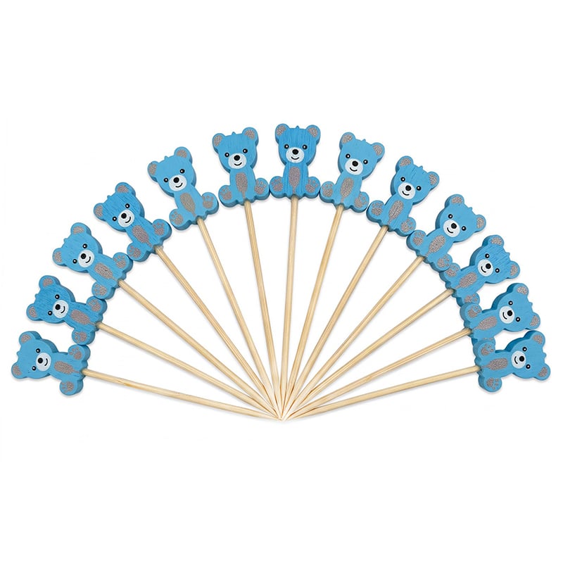 Blue Cartoon Bear Bamboo Bead Pick 5.12