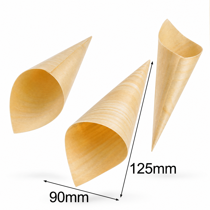 Disposable Pine Veneer Wood Cone 4.92