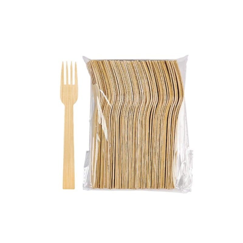 50 PCS bamboo forks in a PP bag