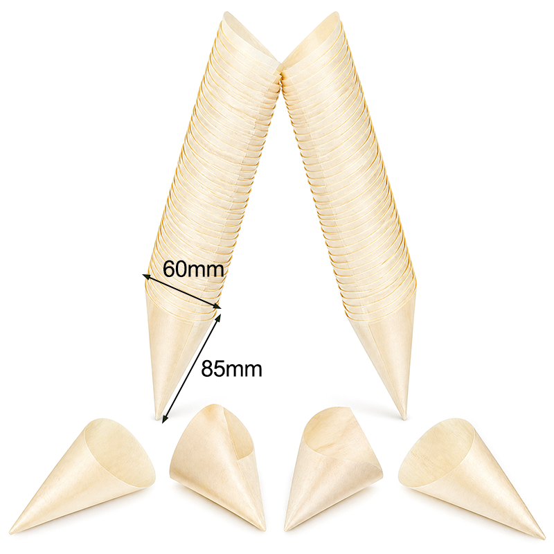 Disposable Poplar Veneer Wood Cone 3.35