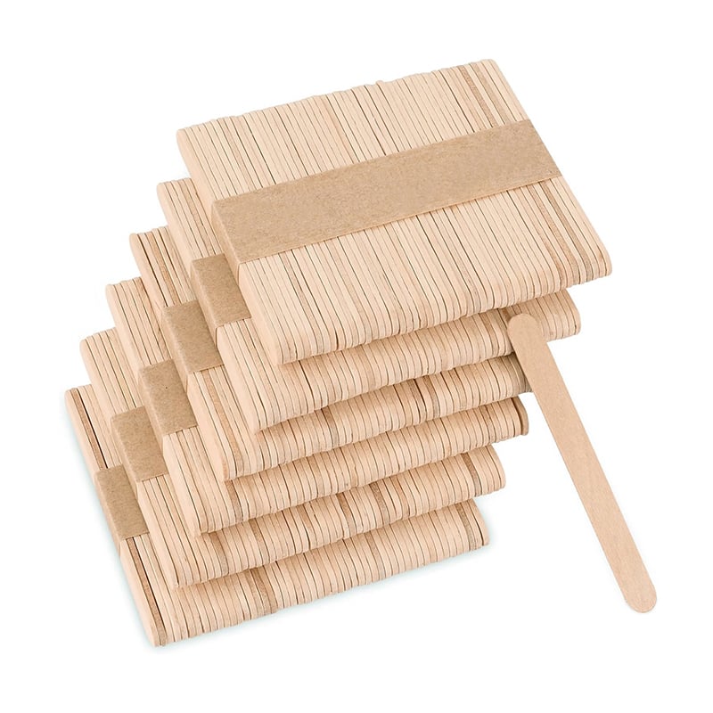 Wooden ice cream sticks bundled with kraft paper band