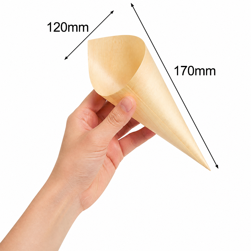 Disposable Pine Veneer Wood Cone 6.69