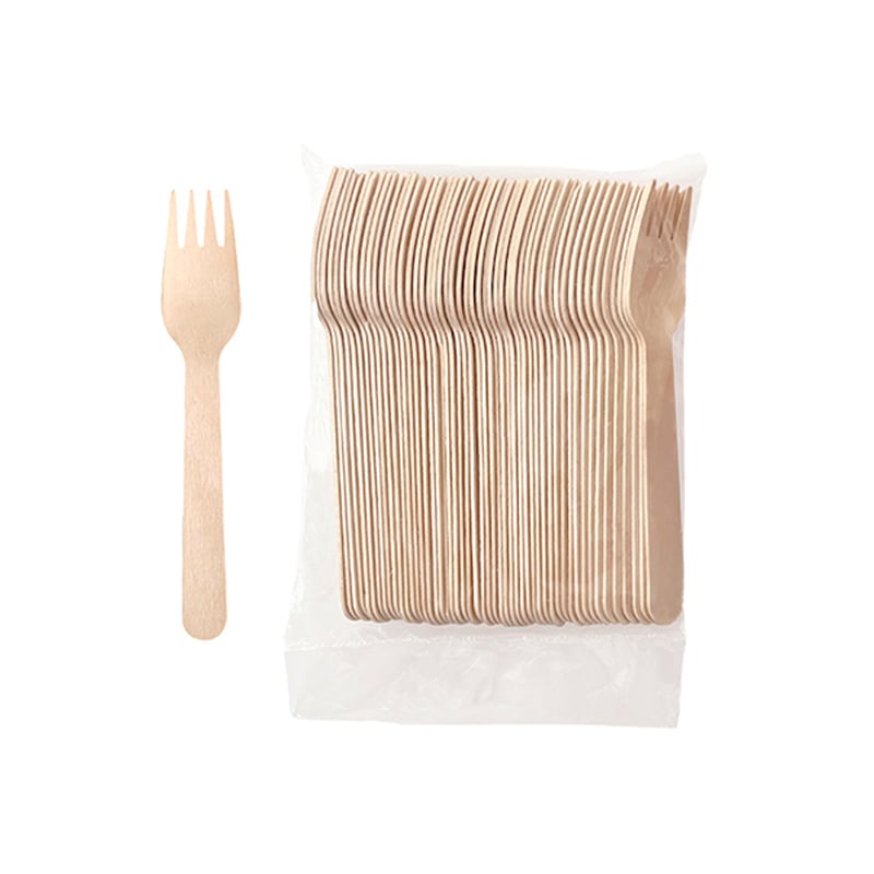 50 PCS wooden forks in a PP bag
