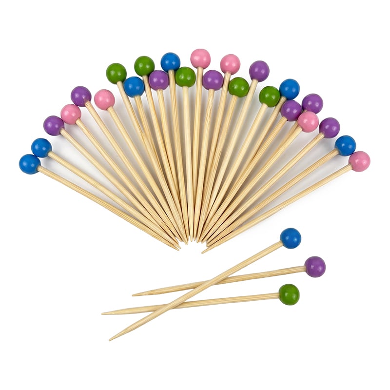Solid Color Round Ball Bamboo Bead Pick 4.92