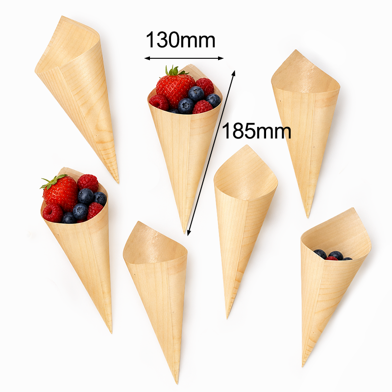 Disposable Pine Veneer Wood Cone 7.28
