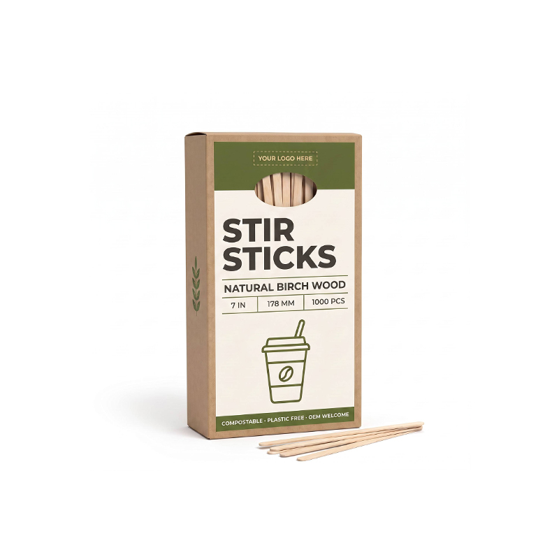 Window Boxed Birch Wood Coffee Stir Sticks 1000 Count