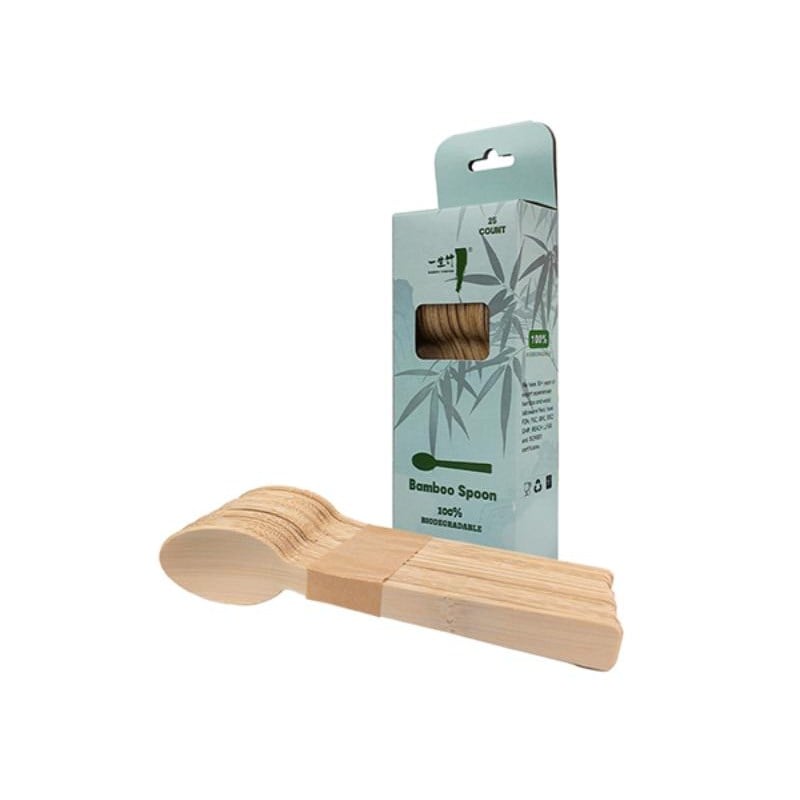 25 count bamboo spoons in hanging box