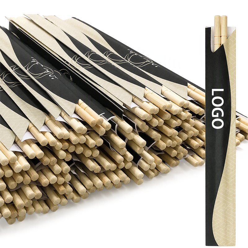 Bamboo Chopsticks Individually Printed Paper Sleeve Wrapped