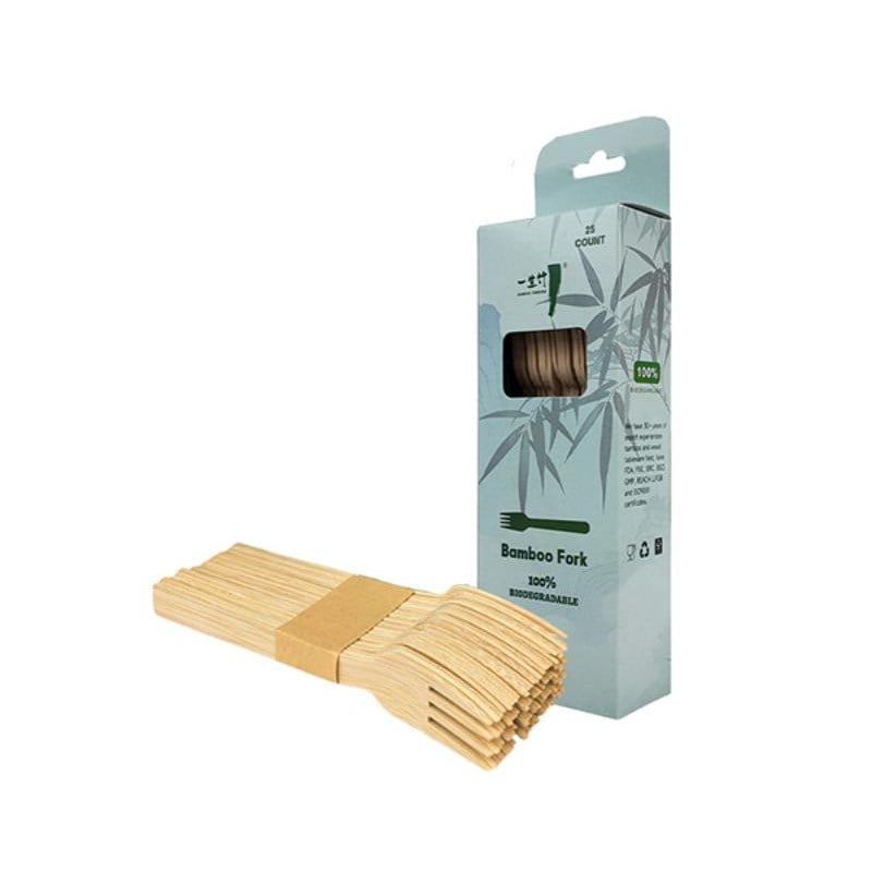 25 count bamboo forks in hanging box