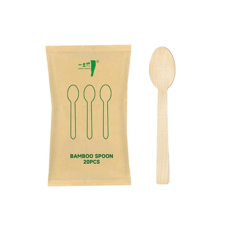20 PCS bamboo spoons in kraft paper bag 