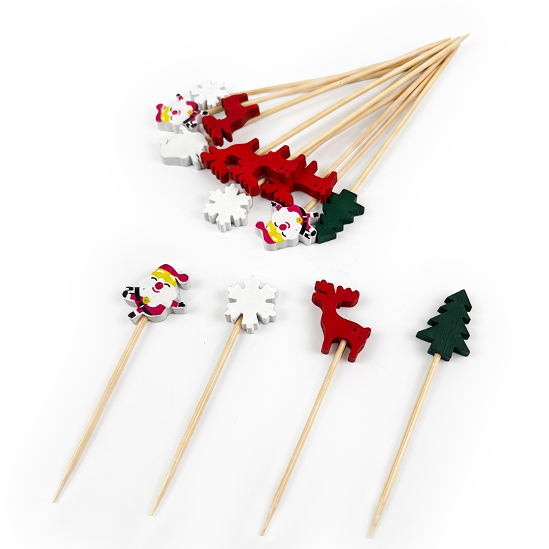 Noel Baba, Kar Tanesi ve Gececi Şeytanı Noel Ağacı Bambu Boncuk Çubuğu 5,12