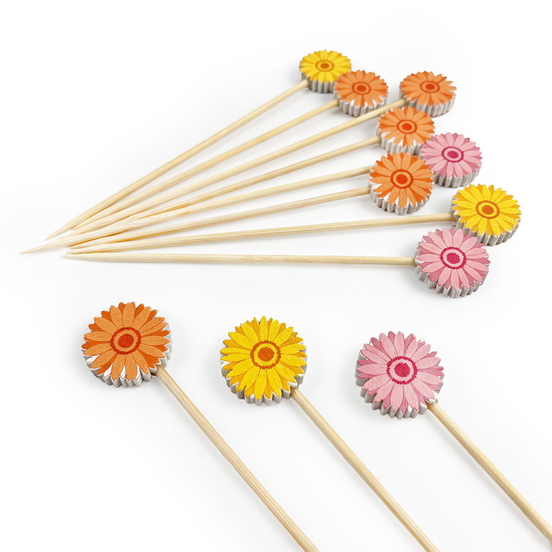 Colorful Gerbera Daisy Bamboo Bead Pick 5.31