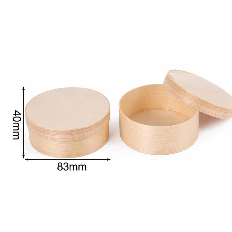 Round Veneer Wood Box With Lid 3.27