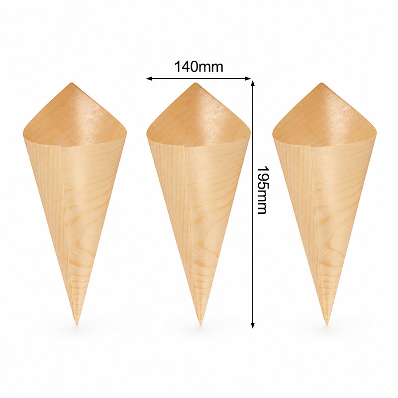 Disposable Pine Veneer Wood Cone 7.68