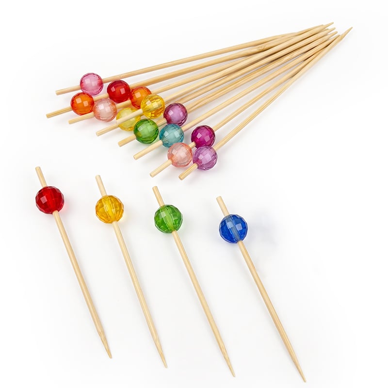 Multicolor Faceted Crystal Round Bead Bamboo Bead Pick 4.72