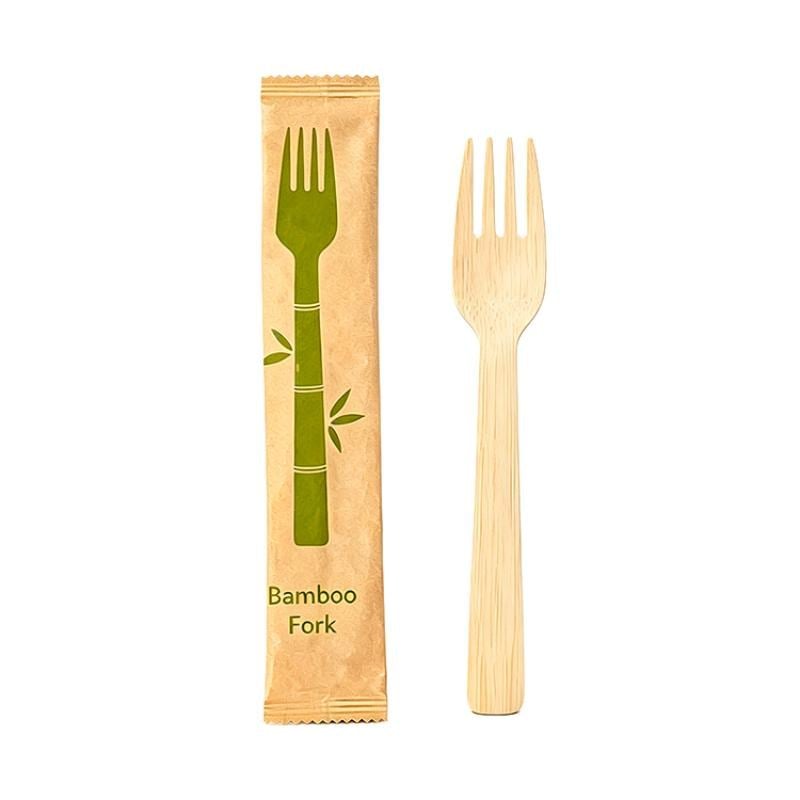 Individually wrapped disposable bamboo fork