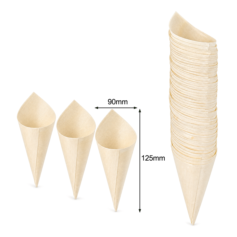 Disposable Poplar Veneer Wood Cone 4.92