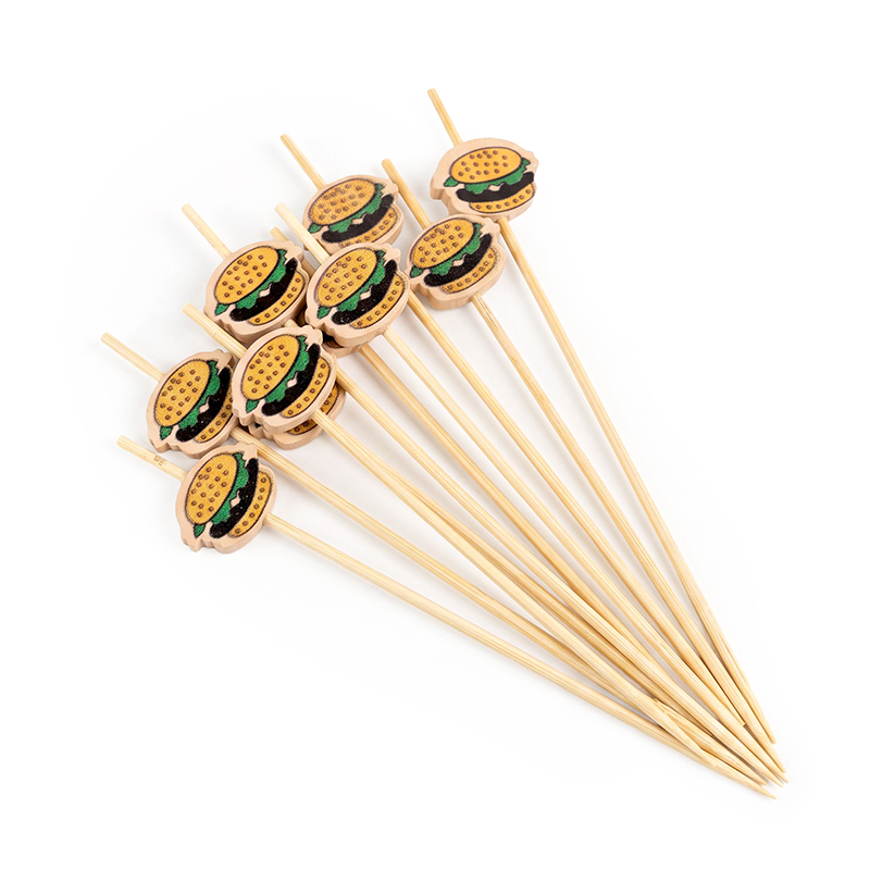 Cartoon Hamburger Bamboo Bead Pick 4.72