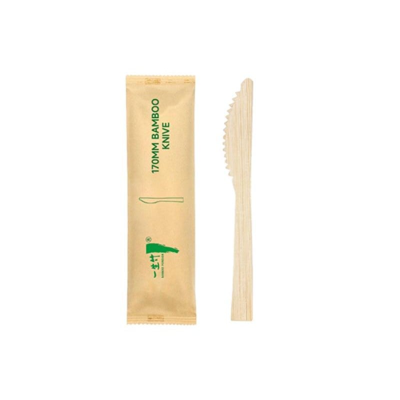 Individually wrapped disposable bamboo knife