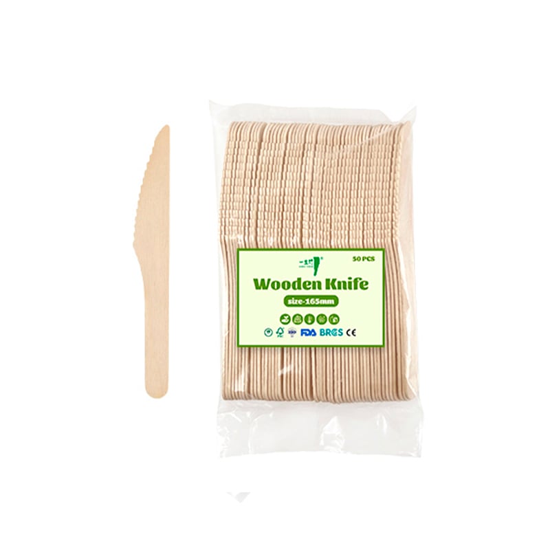 50 PCS wooden knives in  label-ready PP bag