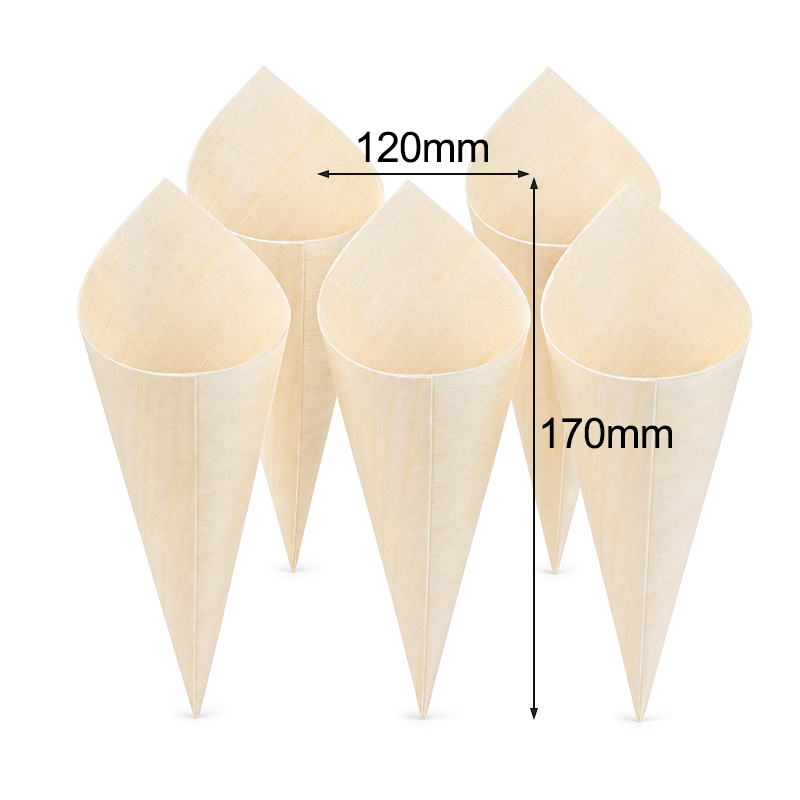 Disposable Poplar Veneer Wood Cone 6.69