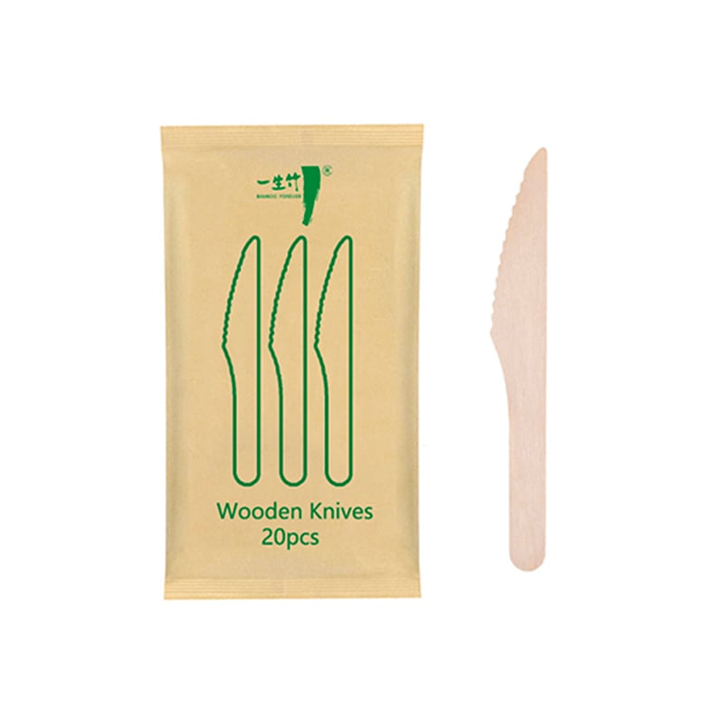 20 PCS wooden knives in kraft paper bag