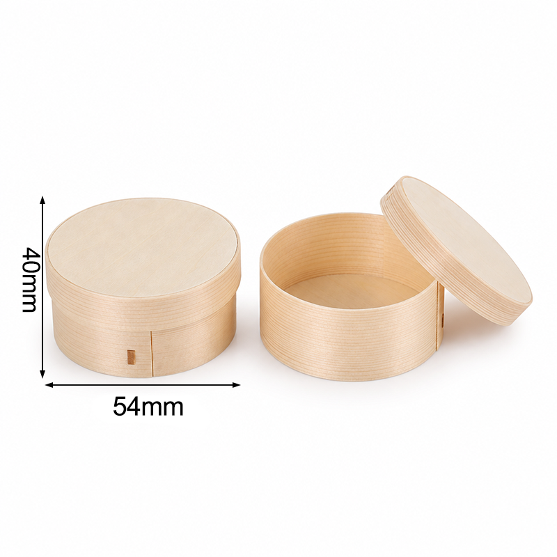 Round Veneer Wood Box With Lid 2.13