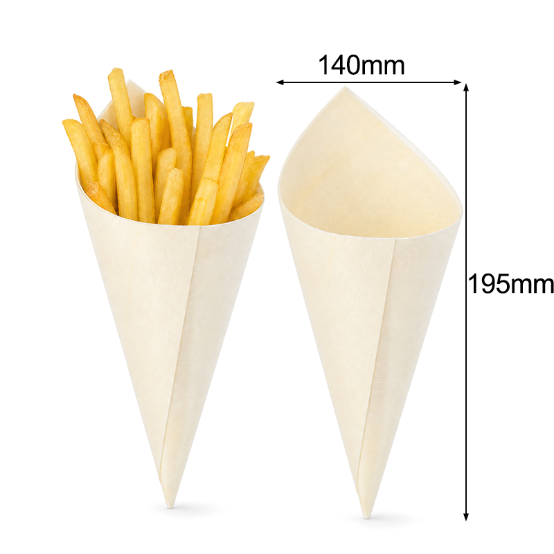 Disposable Poplar Veneer Wood Cone 7.68