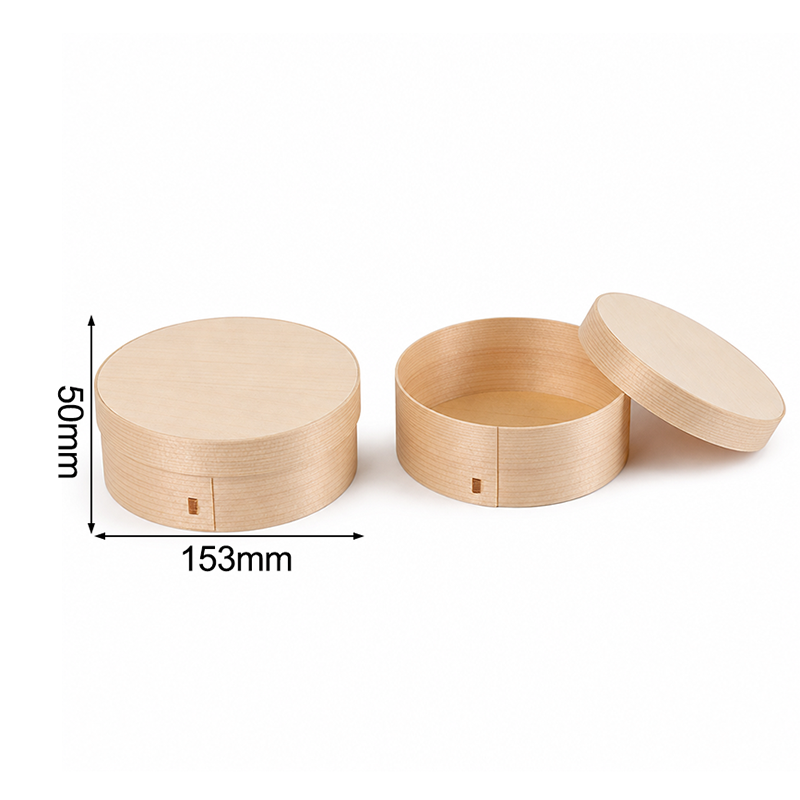 Round Veneer Wood Box With Lid 6.02