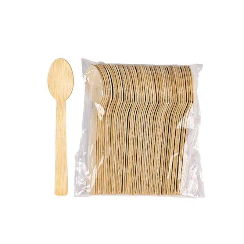 50 PCS bamboo spoons in a PP bag