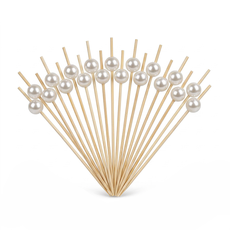 White Pearl Round Bead Bamboo Bead Pick 4.72