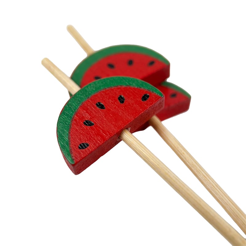 Watermelon Slice Bamboo Bead Pick 4.72