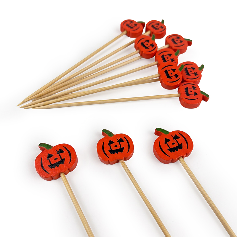 Halloween Jack O Lantern Pumpkin Bamboo Bead Pick 4.92