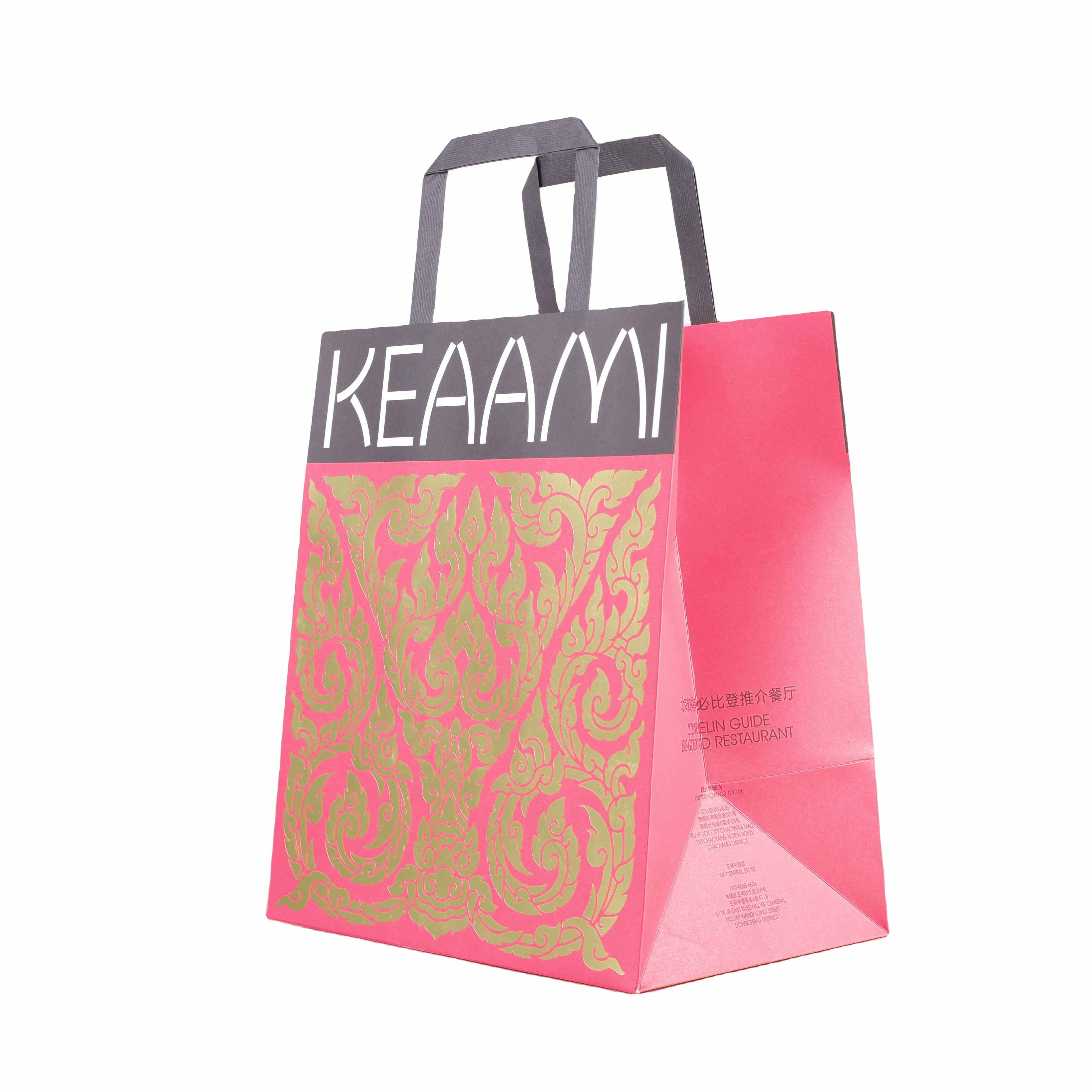 Wholesale Luxury Eco-Friendly Custom Paperboard Gift Bags Hot Stamping Sustainable Foil Art Printing Shopping Paper Bags