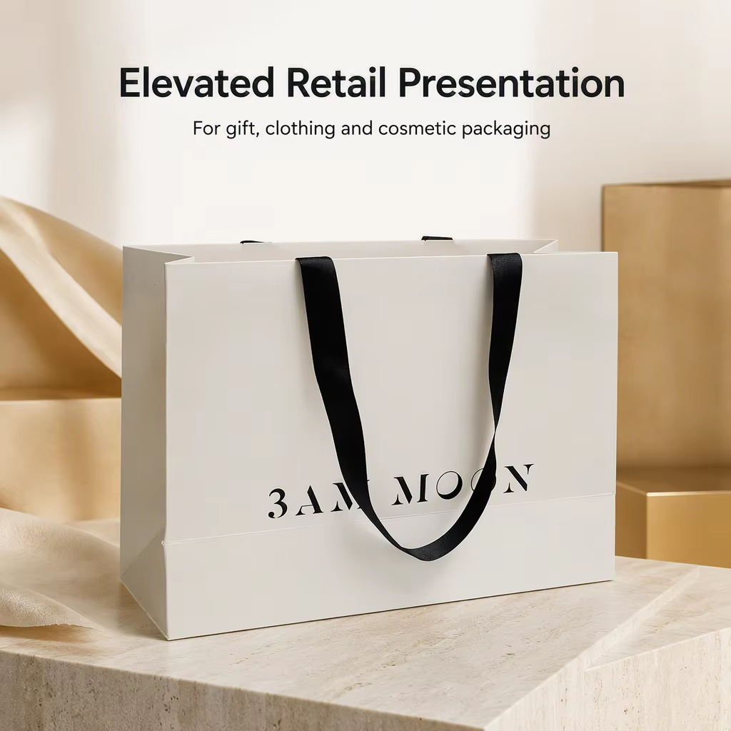 product high grade custom private brand logo luxury coated paper tote bag shopping gift paper bag for clothing or cosmetic-2