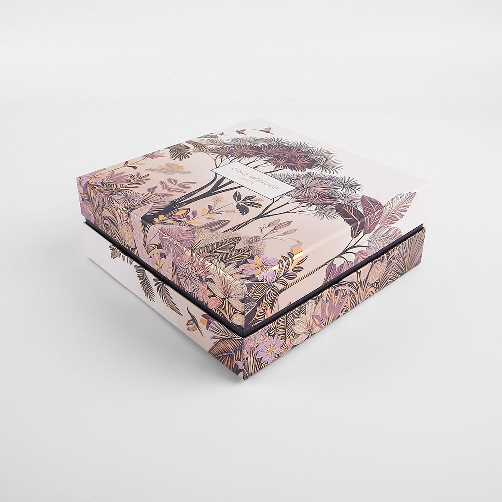 Custom Printed Wholesale Cosmetic Lid and Base Packaging Paper Boxes Rigid Set Box with Insert