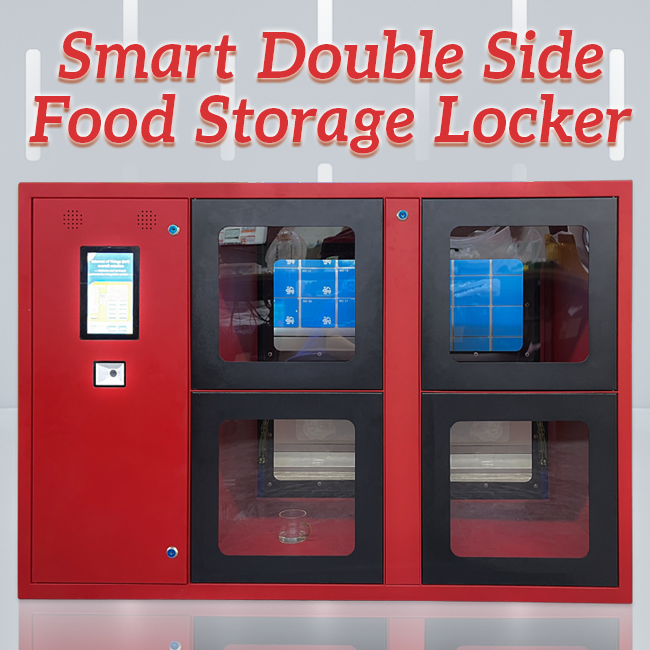 UPUS Smart Double-Sided Food Storage Locker - Heated Meal Delivery Cabinet with Contactless Pickup New Style Double Side Smart Meal Locker/ Smart Food Locker for Restaurant Smart Double Side Opened Locker