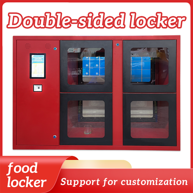 UPUS Smart Double-Sided Food Storage Locker - Heated Meal Delivery Cabinet with Contactless Pickup New Style Double Side Smart Meal Locker/ Smart Food Locker for Restaurant Smart Double Side Opened Locker