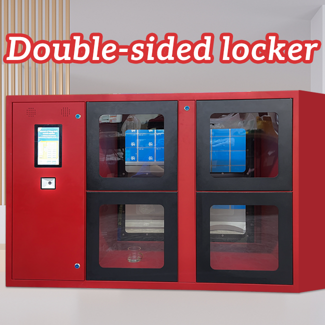 UPUS Smart Double-Sided Food Storage Locker - Heated Meal Delivery Cabinet with Contactless Pickup New Style Double Side Smart Meal Locker/ Smart Food Locker for Restaurant Smart Double Side Opened Locker