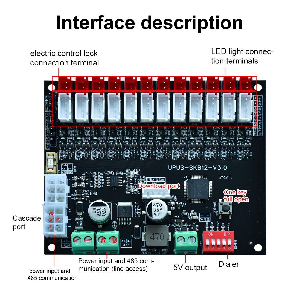Smart 12-Way Locker Control Board Electric Consumer Electronics for Efficient Lock Management