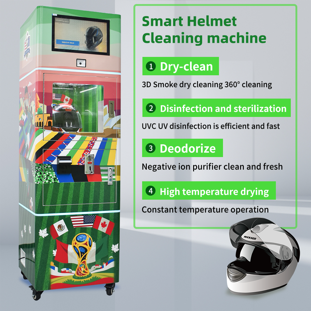 UPUS Patent Manufacturer Custom Automatic Commercial Motorcycle Bike Helmet Vendo Dry Cleaning Washing Machine with Wordcup Theme