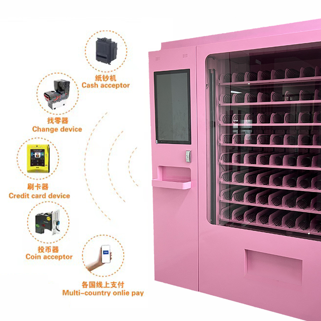 UPUS Pink Y-Axis Smart Vending Machine - Refrigerated, Anti-Theft, Customizable Shelves, Multi-Payment Support Factory Supply Cheap Mimi Beauty Vending Machine Touch Screen/ Cosmetics /Hair/eyelash /small Vending Machine