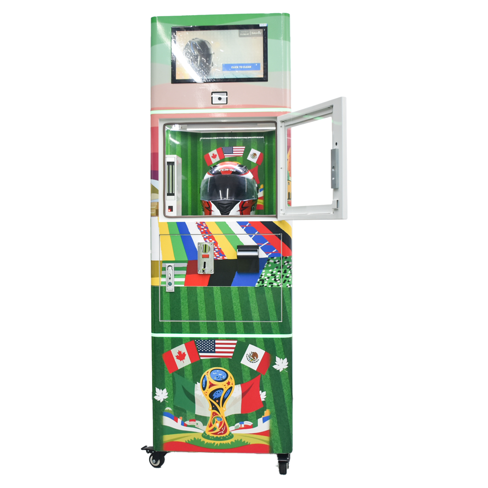 UPUS Patent Manufacturer Custom Automatic Commercial Motorcycle Bike Helmet Vendo Dry Cleaning Washing Machine with Wordcup Theme