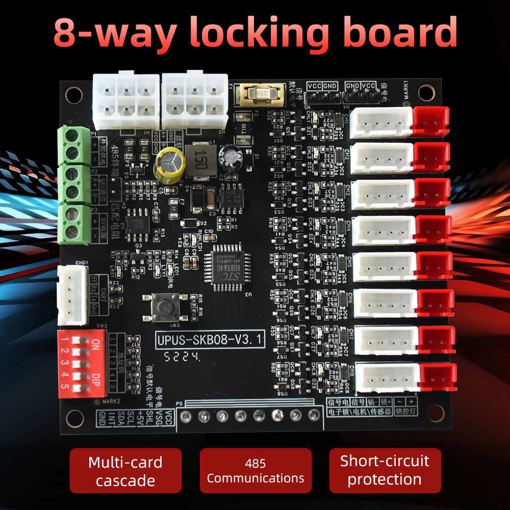 High Quality 8-Channel RS485 Lock Control Board with LED Light for Smart Locker and Smart Vending Machine Consumer Electronics