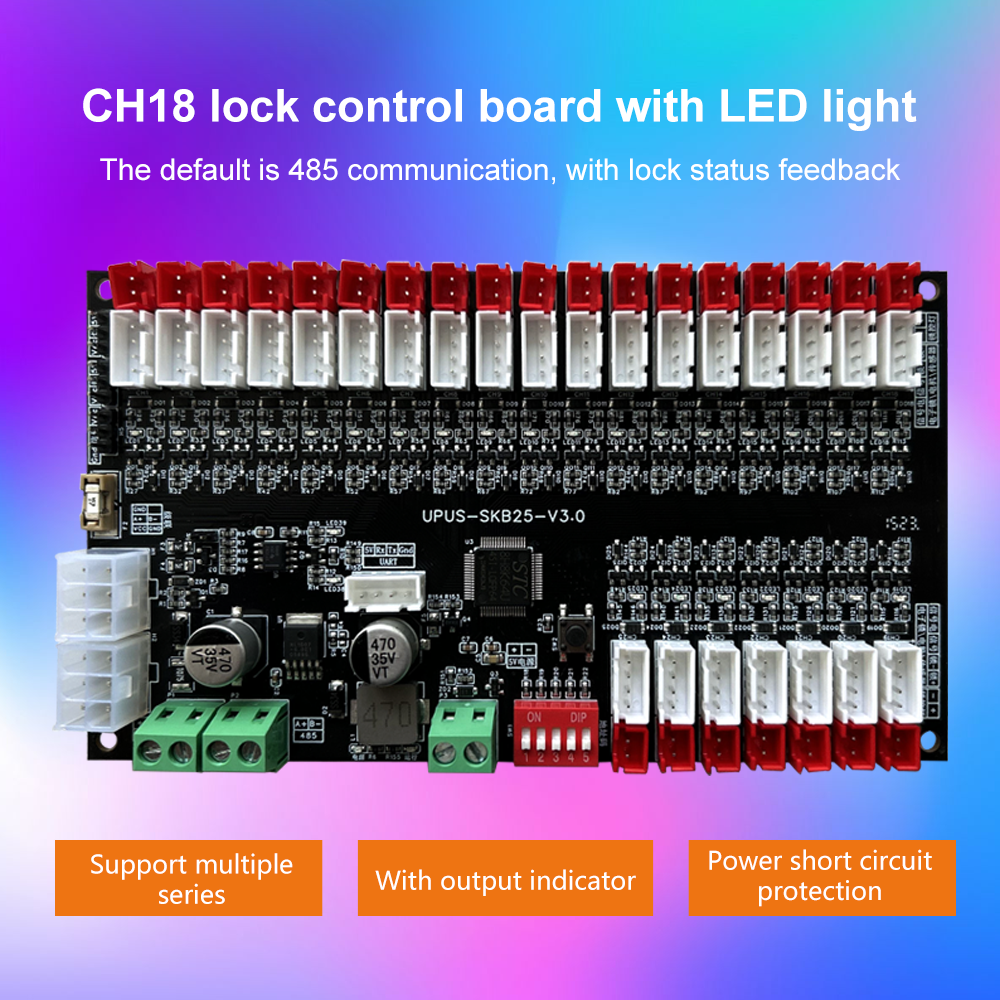 Hot Sale 18 Channel SKB18  Lock/Led Control Board for Smart LockerVending Machine Cabinet System Access Control Smart Board